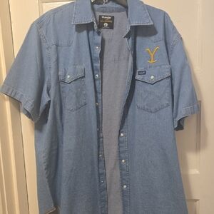 Wrangler Light Blue Casual Button Down Shirt
